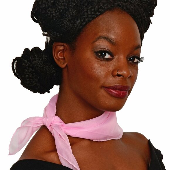 Light Pink Sheer Chiffon Scarf 50s Style for Head Neck  21" Square - Hey Viv - Picture 3 of 7
